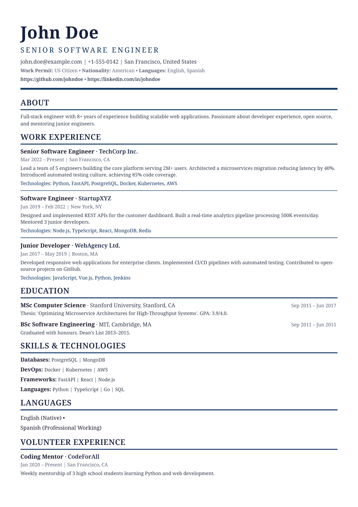 Executive theme CV